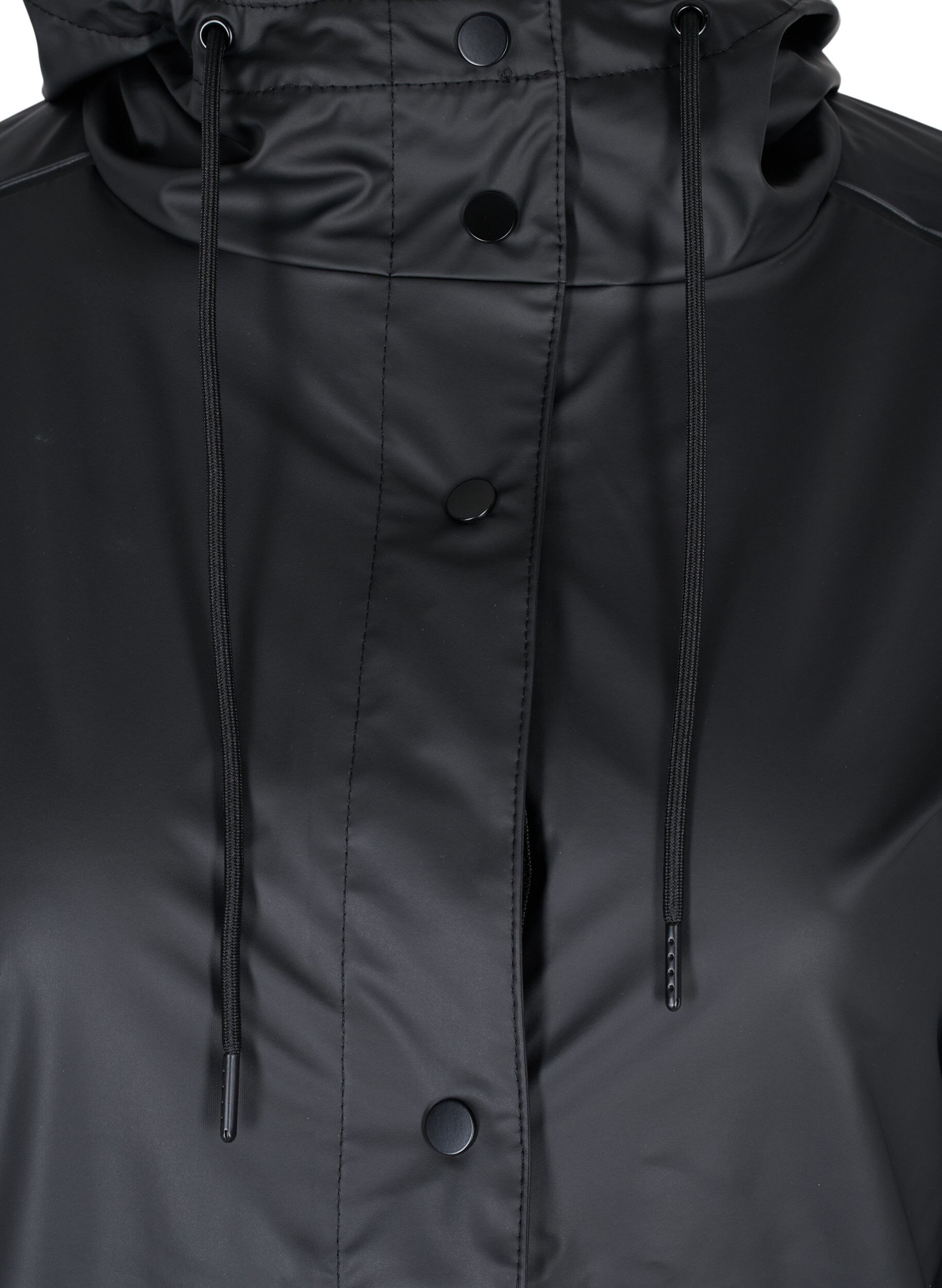 Zizzi Regenjacke mit Kapuze und Knopfverschluss, Black, Packshot image number 2