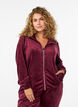 Cardigan aus Velours mit Rei&szlig;verschluss und hohem Kragen, Dunkles Bordeaux, Model image number 0