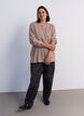 Strickbluse mit Rippstruktur und Knopfdetails, Beige, Model image number 1