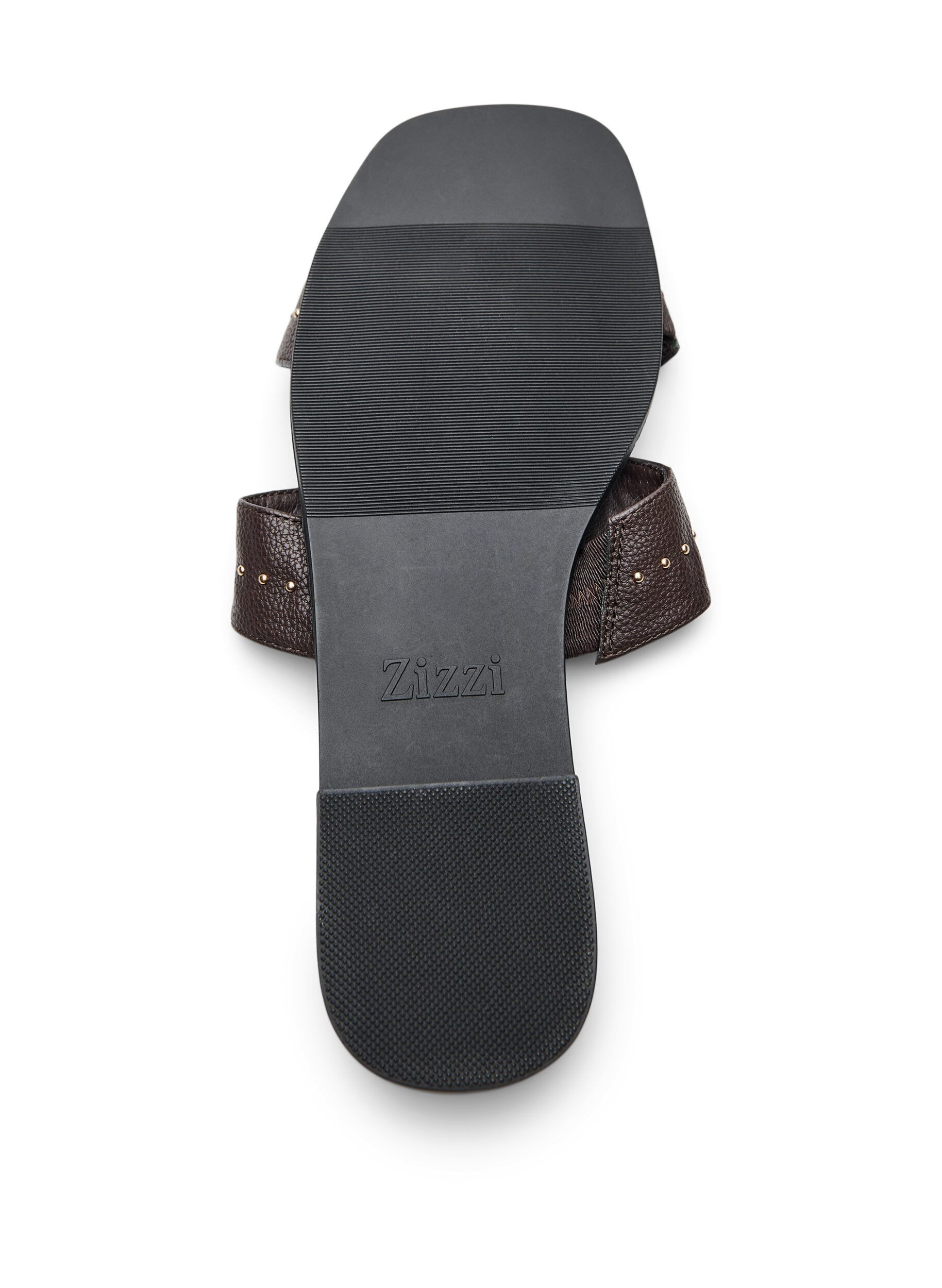 Zizzi Flache Sandalen mit Nieten, Braun, Packshot image number 4