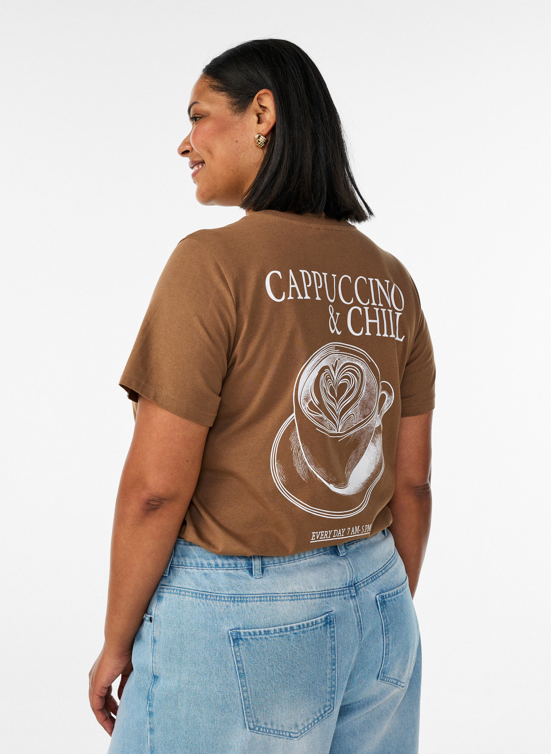 ZizziT-Shirt aus Baumwolle mit Print, Braun, Model image number 2