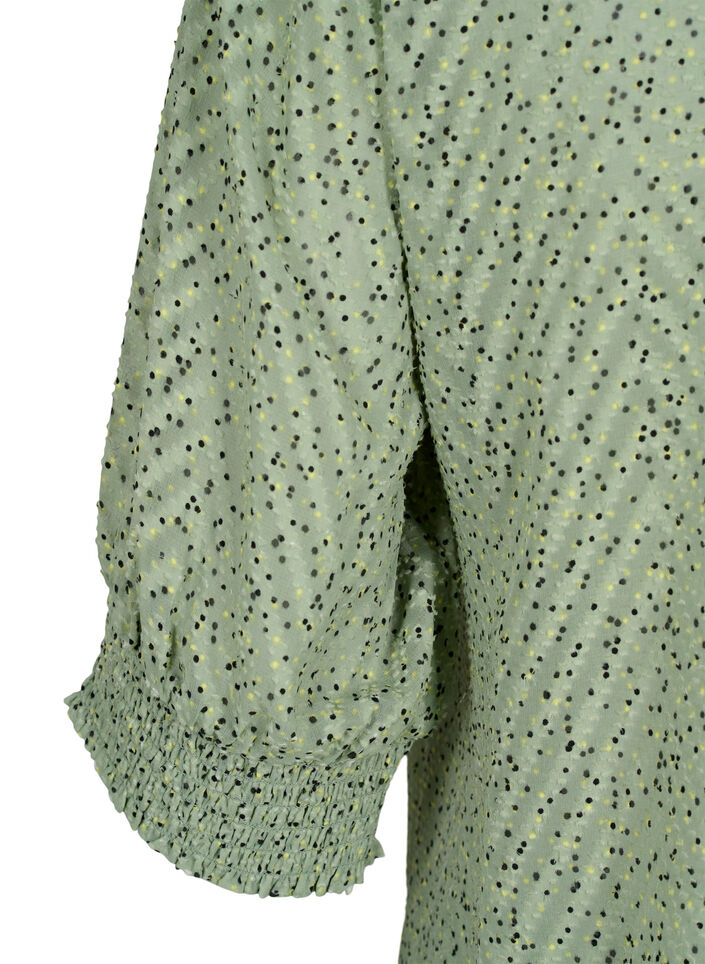 Gepunktete Bluse mit kurzen Ärmeln, Seagrass Dot, Packshot image number 3