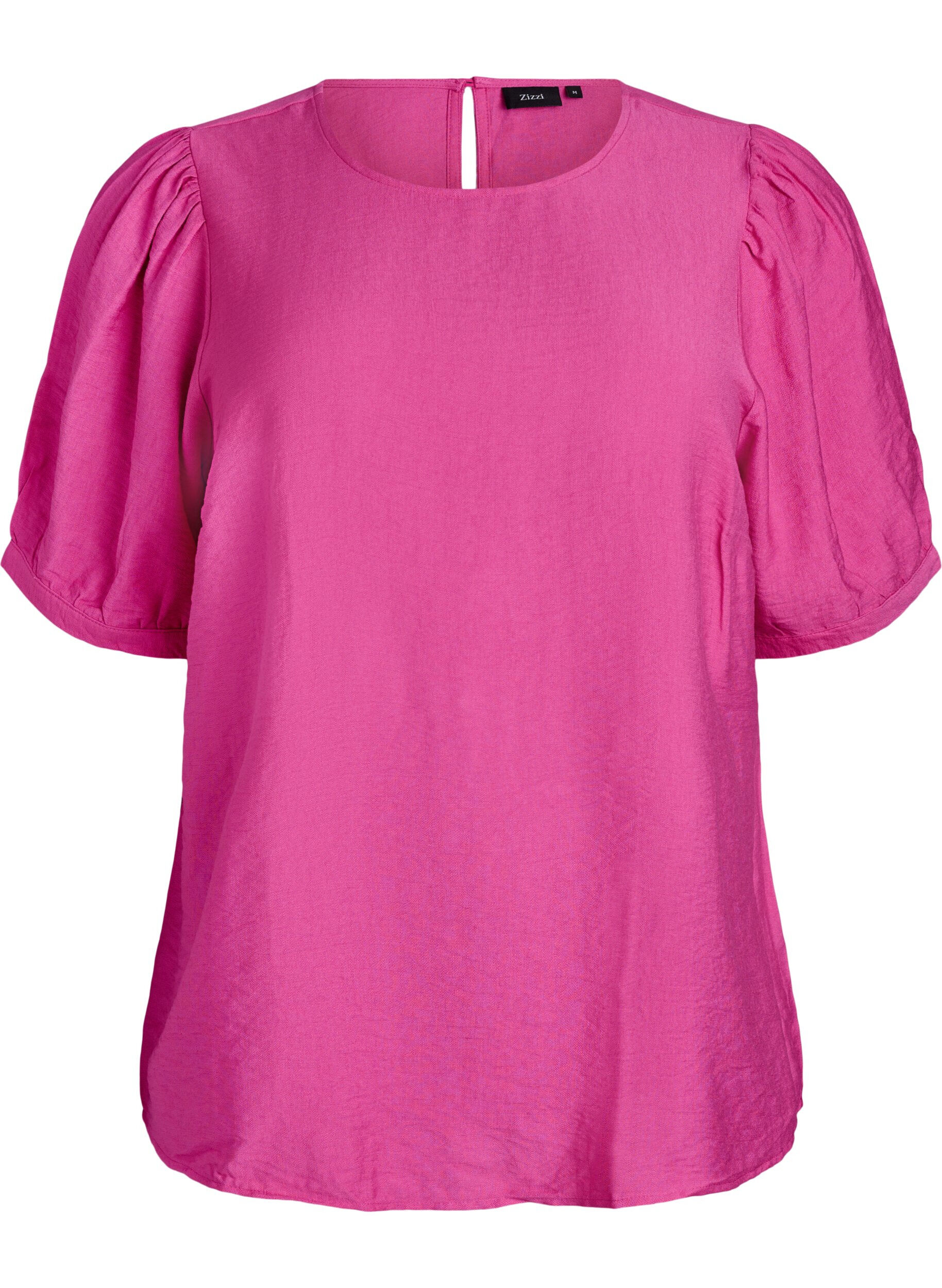 Zizzi Bluse aus Viskose mit halben &Auml;rmeln, Rot, Packshot image number 0