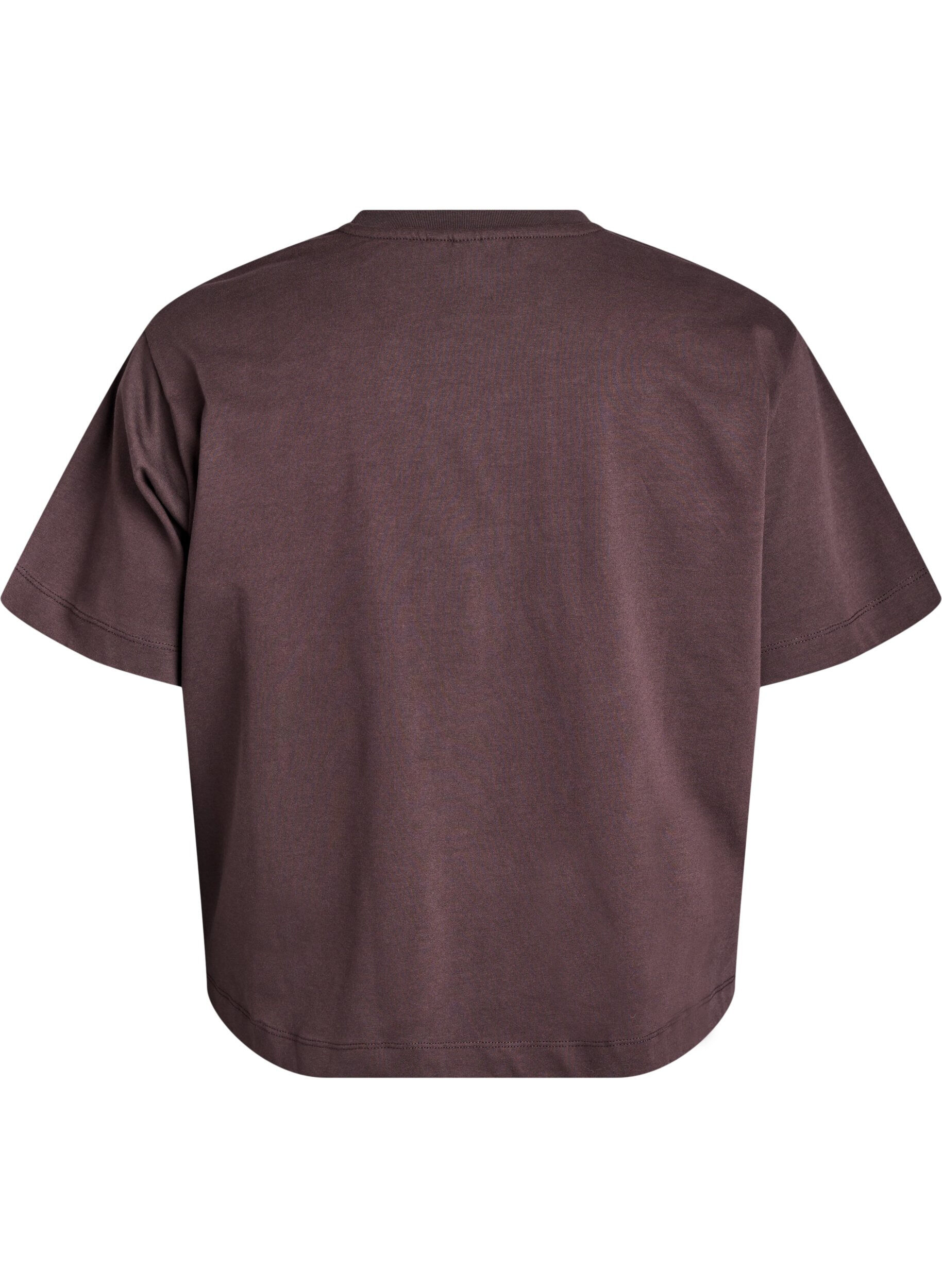 Zizzi Boxy Baumwoll-T-Shirt, Braun, Packshot image number 1