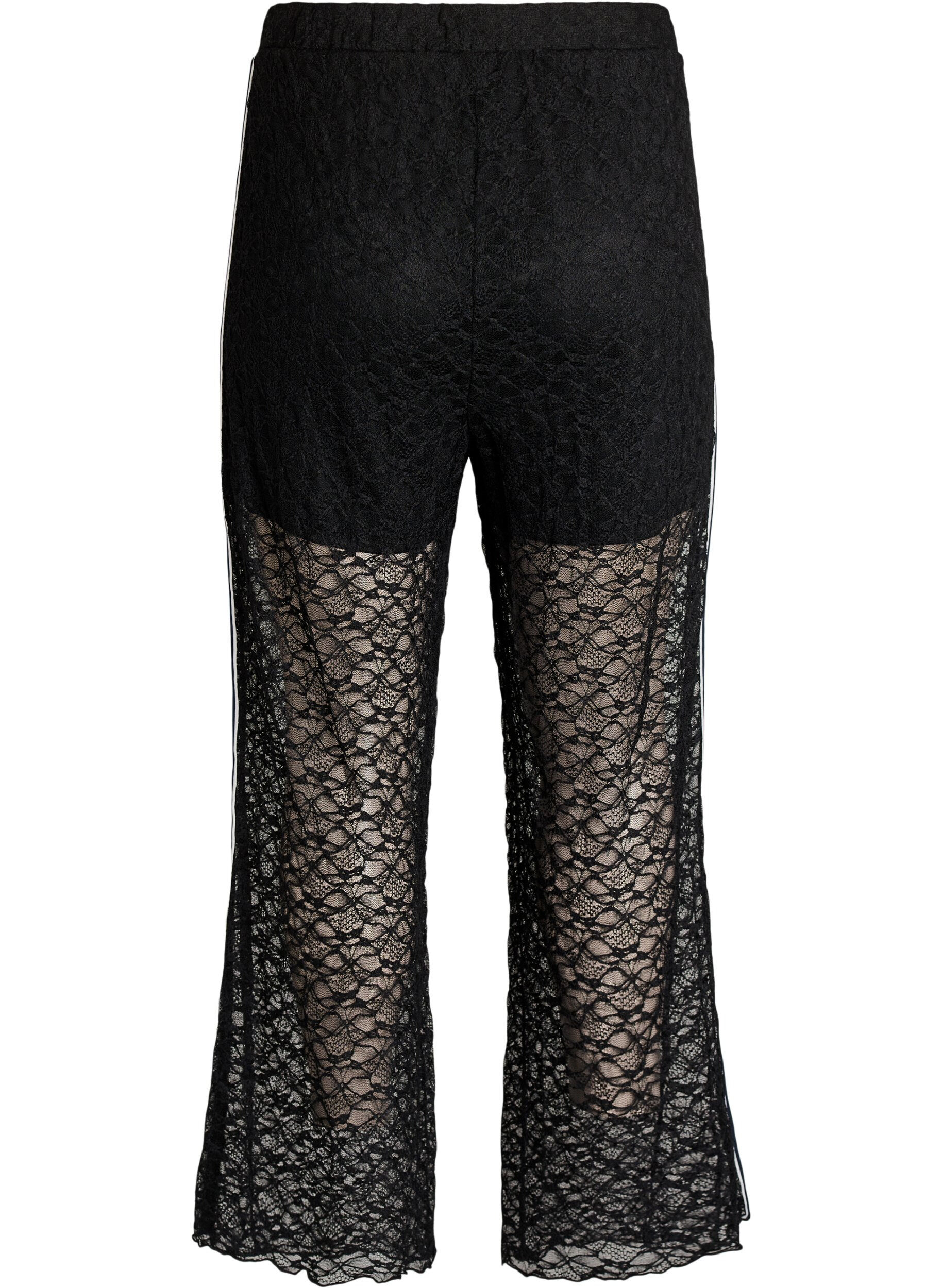 ZizziTransparente Spitzenhose mit weitem Bein, Schwarz, Packshot image number 1
