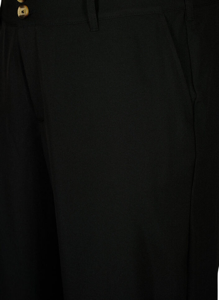 Hose mit hoher Taille und Umschlag, Black, Packshot image number 2