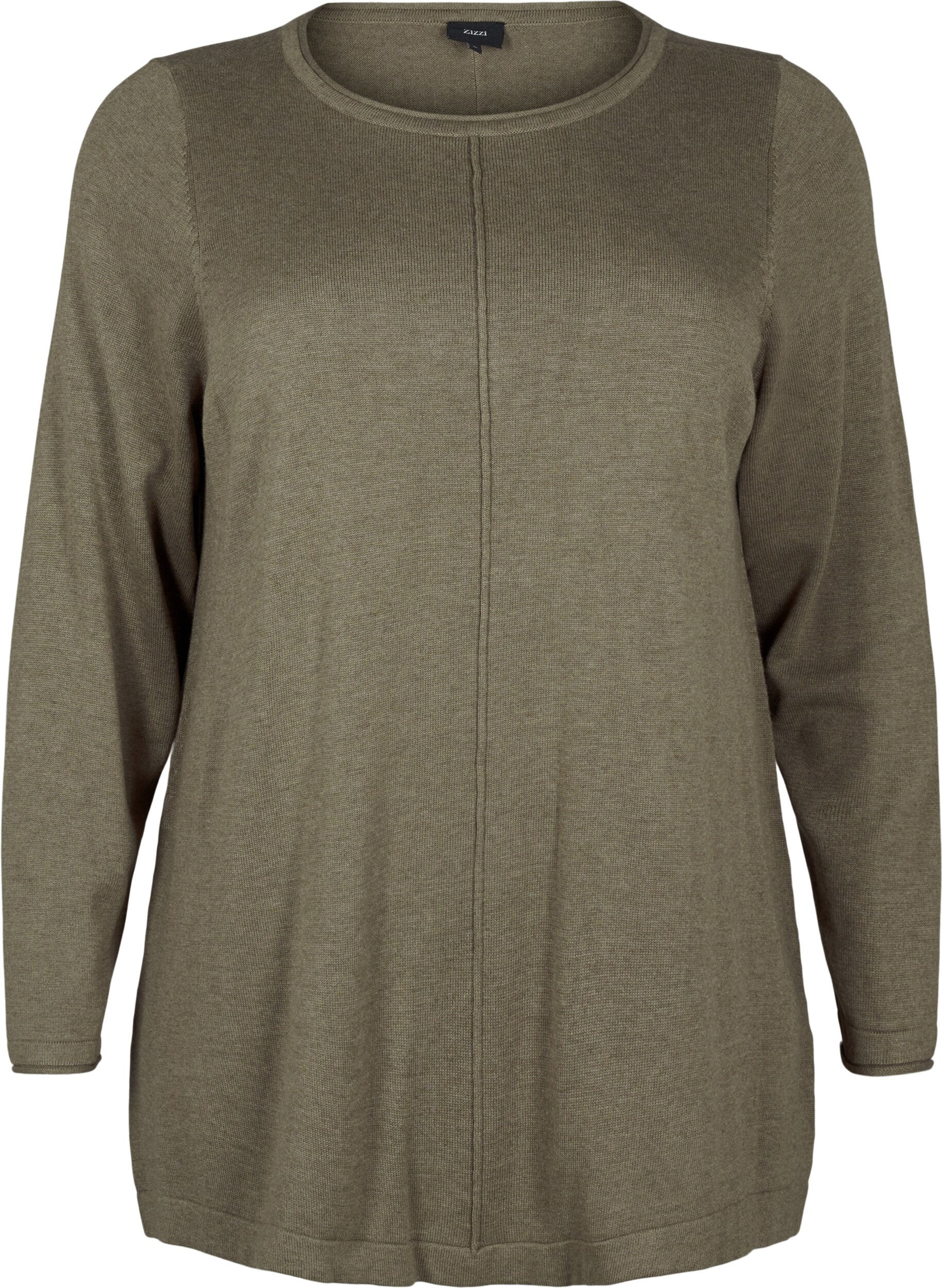 Zizzi Gestrickte Bluse aus Baumwoll-Viskose-Mischung, Gr&uuml;n, Packshot image number 0