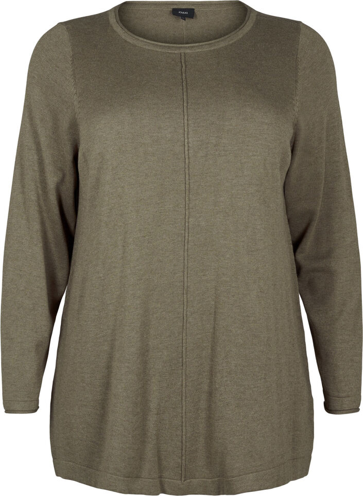 Gestrickte Bluse aus Baumwoll-Viskose-Mischung, Grün, Packshot image number 0