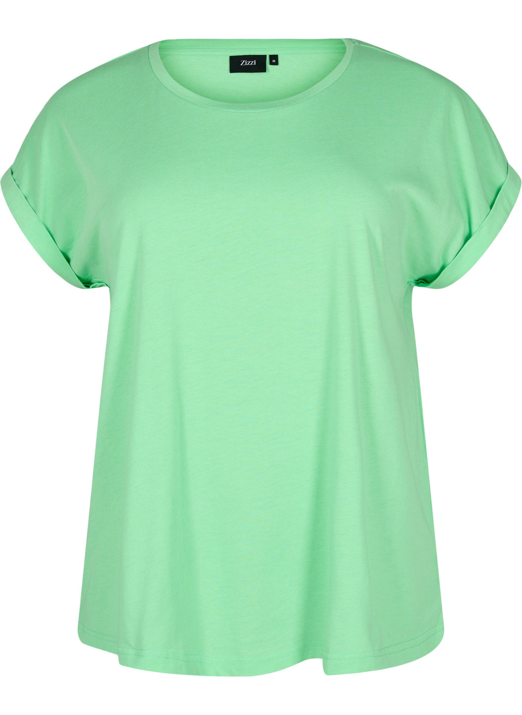 ZizziKurz&auml;rmliges T-Shirt aus einer Baumwollmischung, Gr&uuml;n, Packshot image number 0