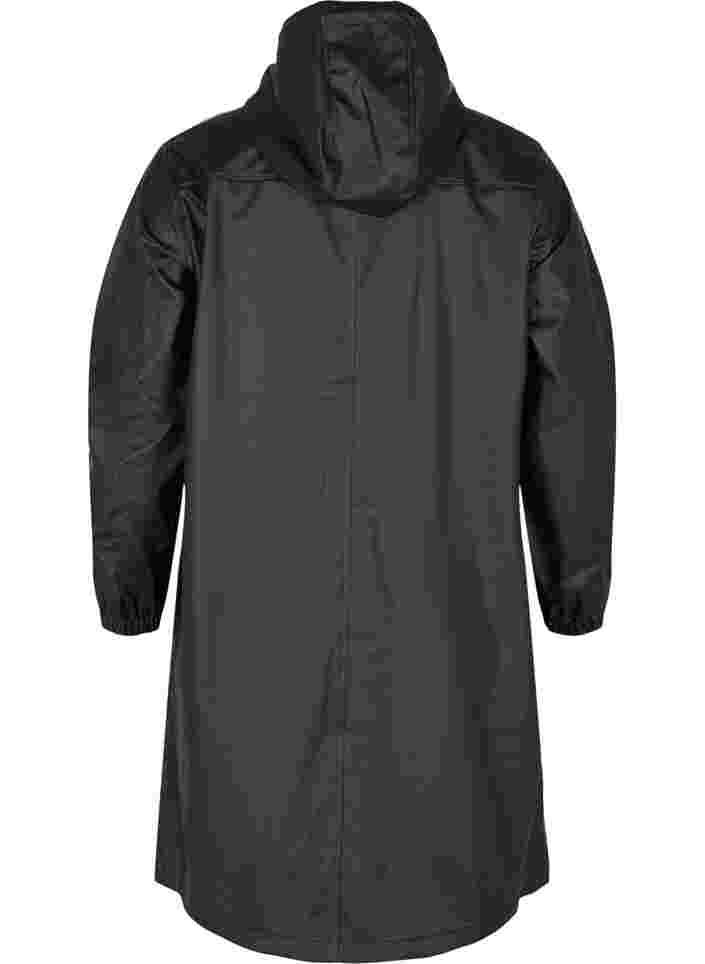 Regenjacke mit Kapuze und Knopfverschluss, Black, Packshot image number 1
