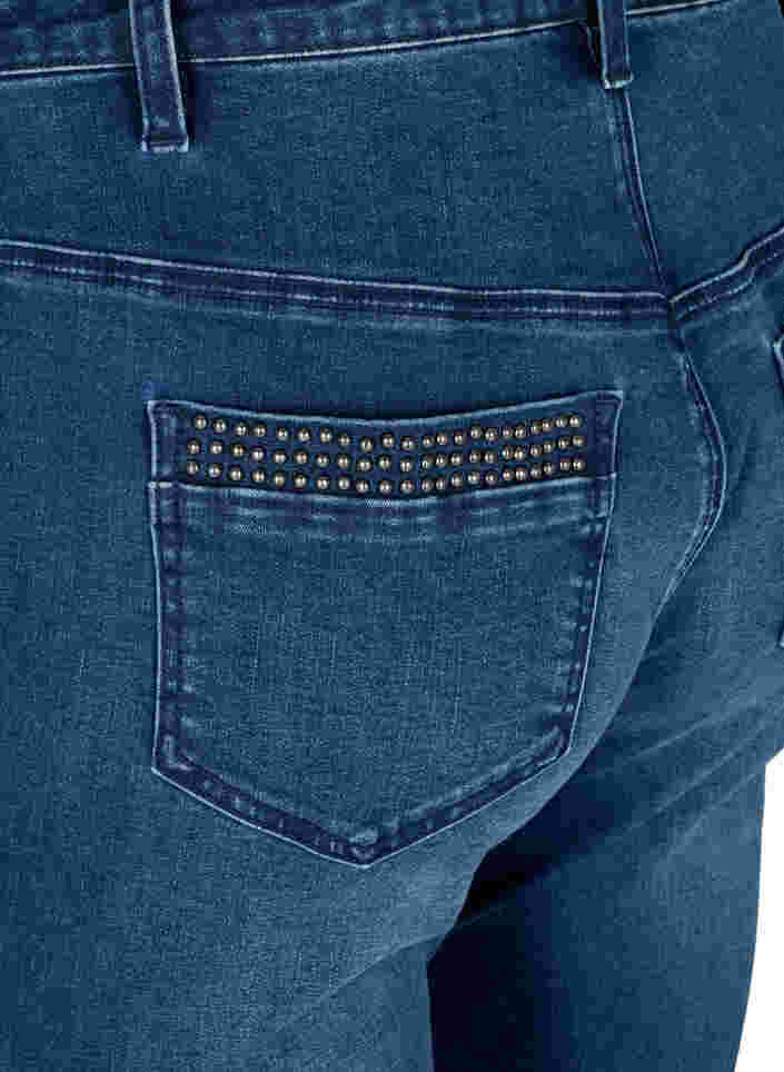 Nille Jeans mit hoher Taille und Nieten, Medium Blue denim, Packshot image number 3