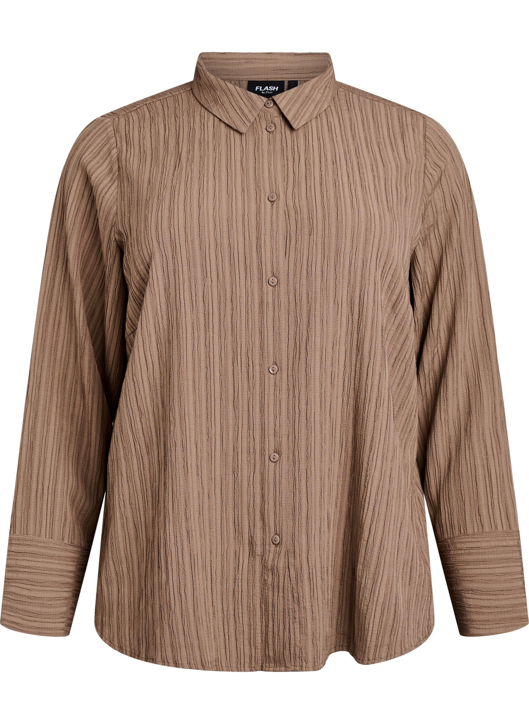Zizzi FLASH - Bluse mit Textur, Braun, Packshot image number 0