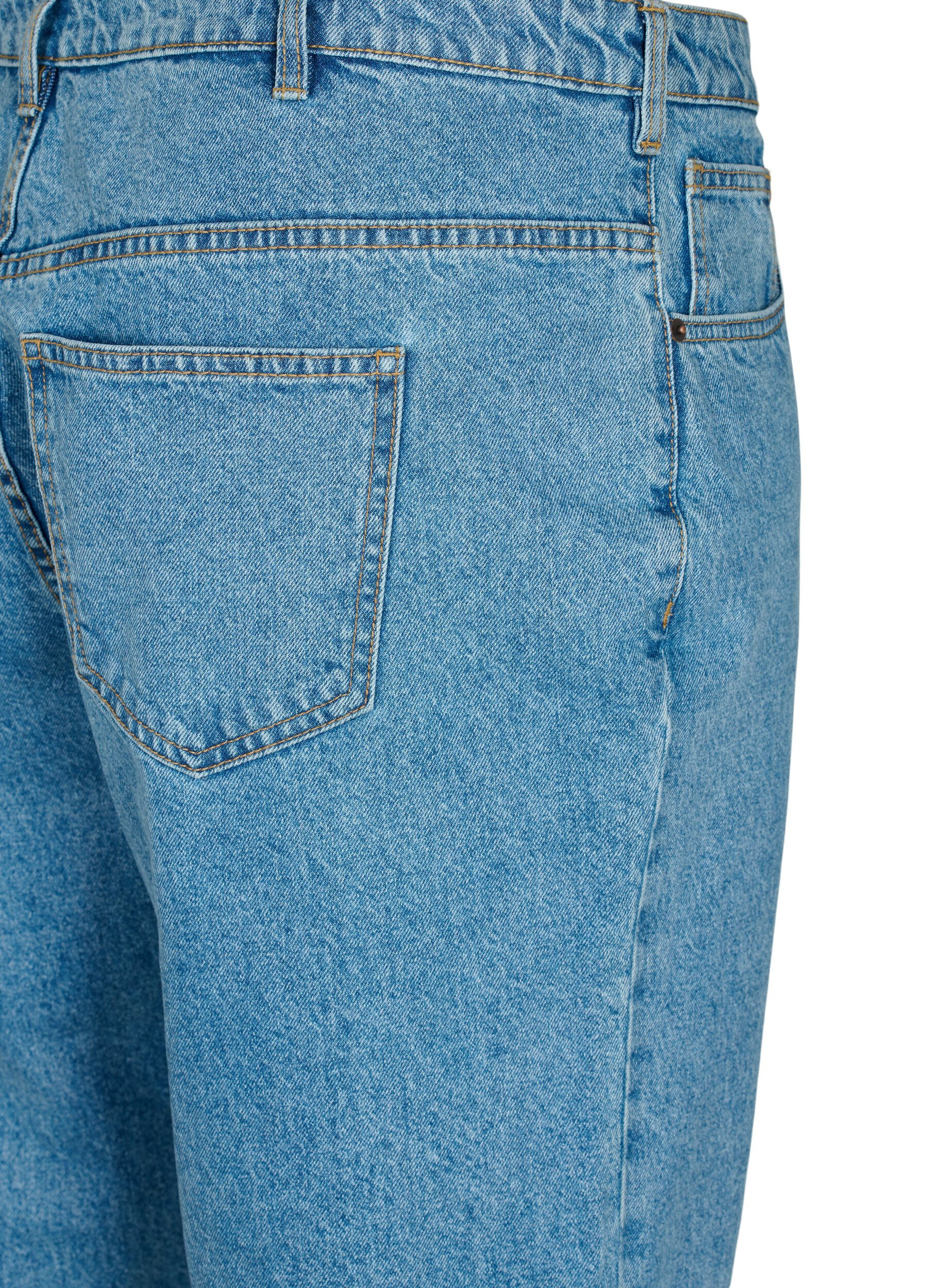 Zizzi Cropped Mille Jeans mit hoher Taille, Light blue denim, Packshot image number 3