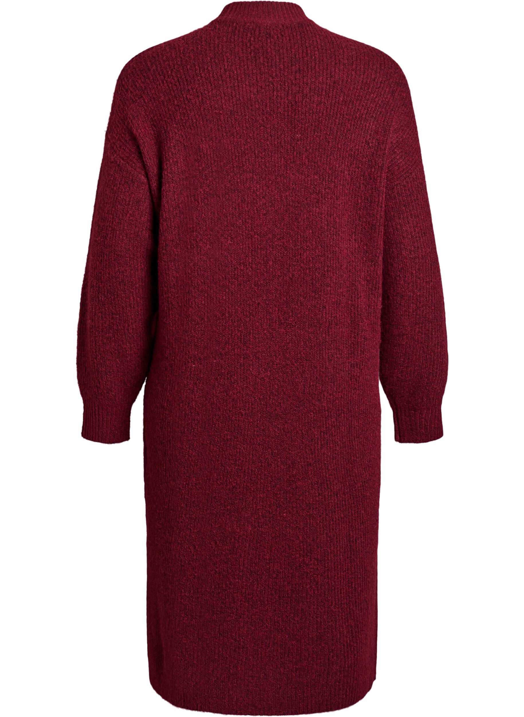 Zizzi Langes Strickkleid mit hohem Kragen, Rot, Packshot image number 1