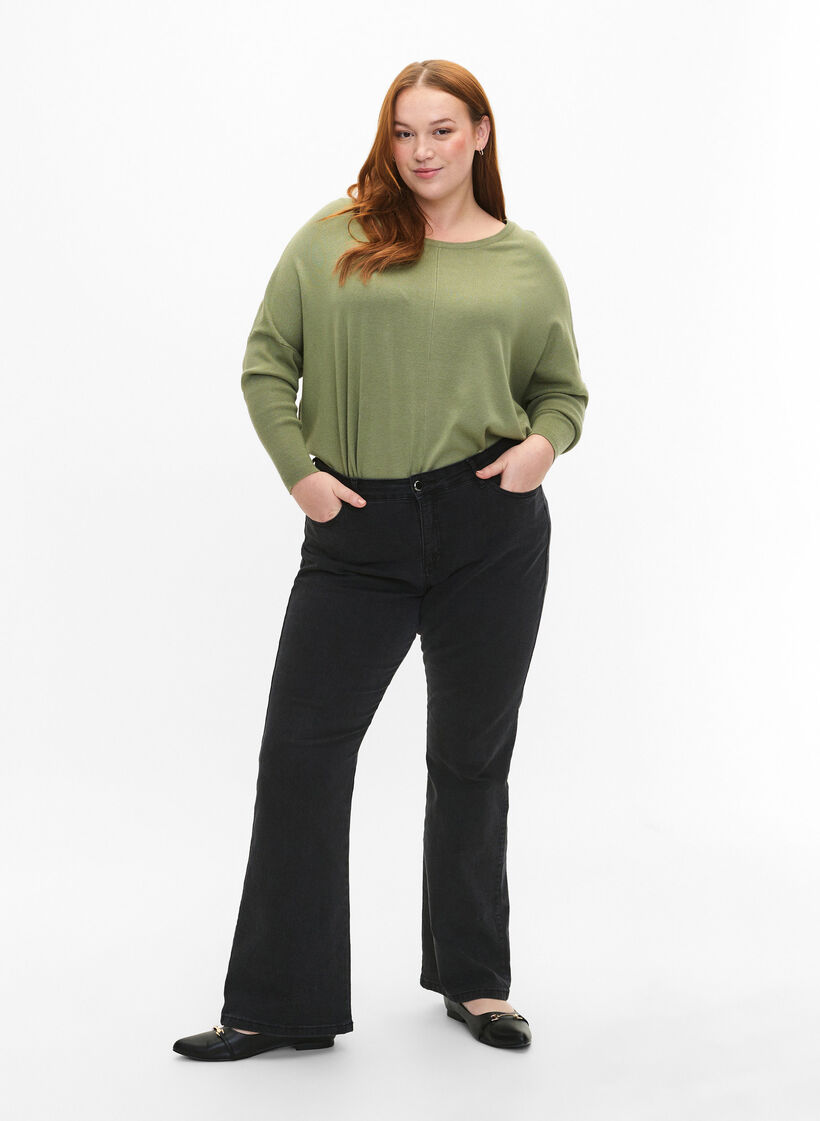 Strick-Tunika aus Viskosemischung, Oil Green, Model image number 2