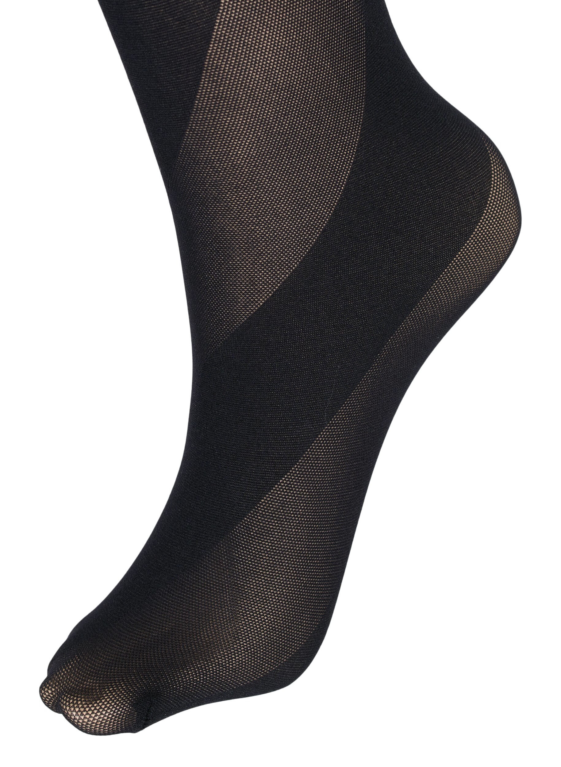 Zizzi Strumpfhose in 50 denier mit Streifen, Black, Packshot image number 1
