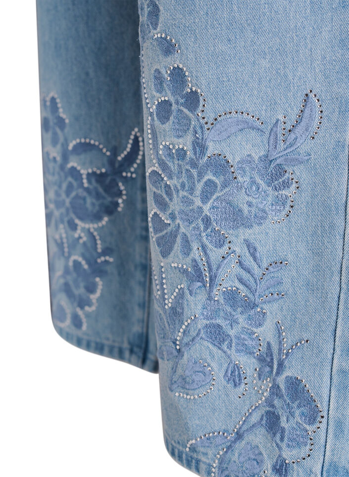 Myra Jeans mit weiter Passform und Blumendetails, Blau, Packshot image number 3