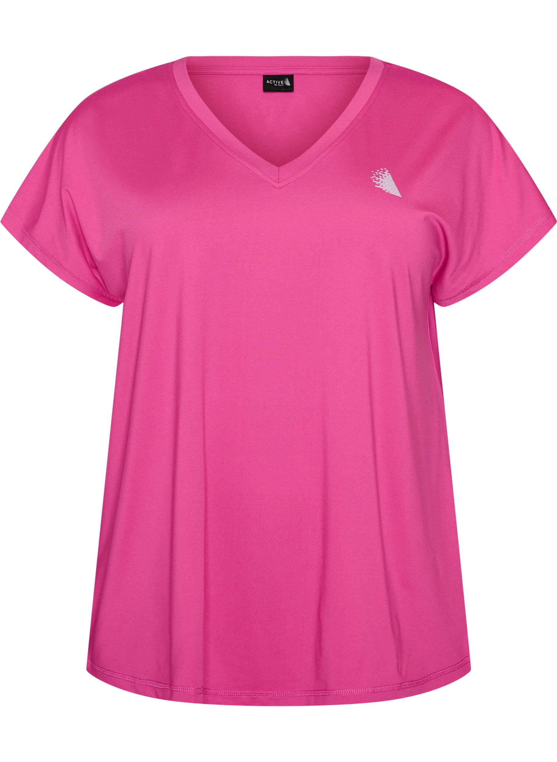 ZizziLockeres Trainings-T-Shirt mit V-Ausschnitt, Pink, Packshot image number 0