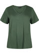 Kurz&auml;rmeliges Basic T-Shirt mit V-Ausschnitt, Gr&uuml;n, Packshot image number 0