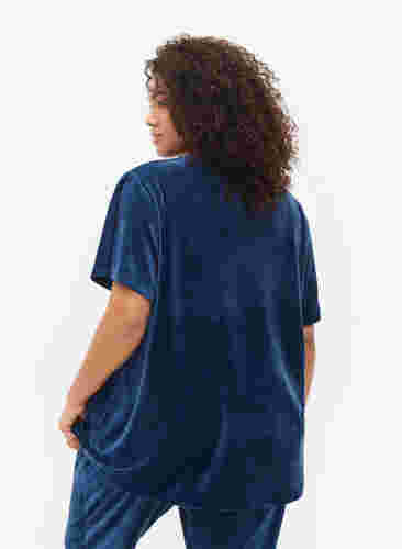 T-Shirt aus Velours, Insignia Blue, Model image number 1