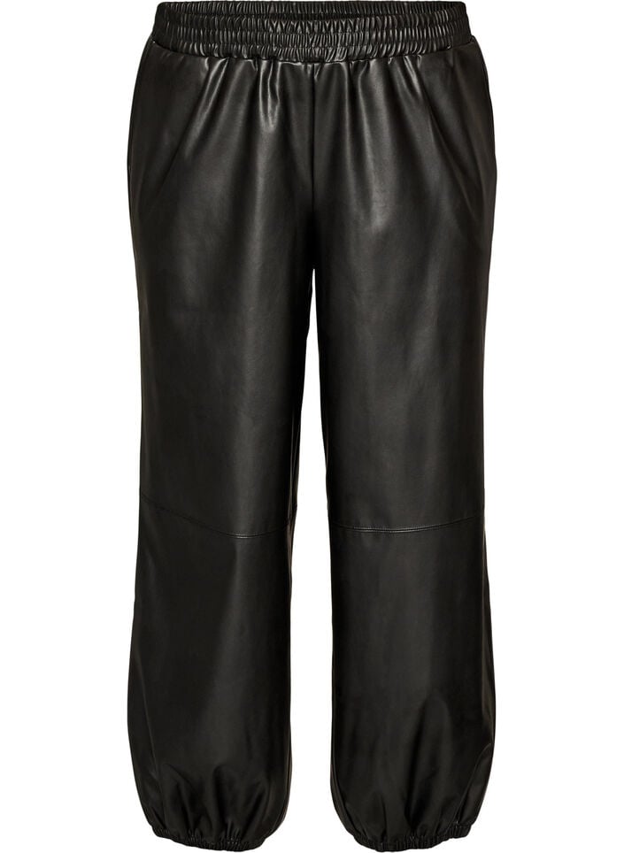Ballonhose aus Kunstleder, Schwarz, Packshot image number 0