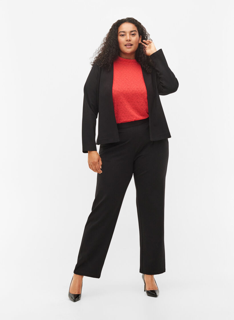 Enganliegende Spitzenbluse mit langen Ärmeln, Hibiscus, Model image number 2