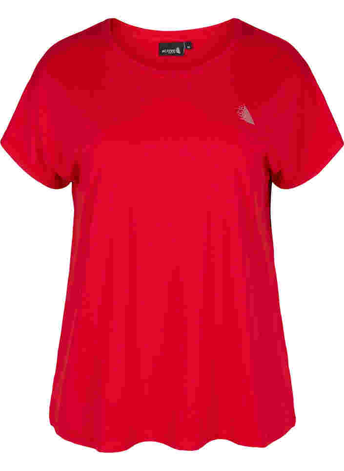 Einfarbiges Trainings-T-Shirt., Haute Red, Packshot image number 0