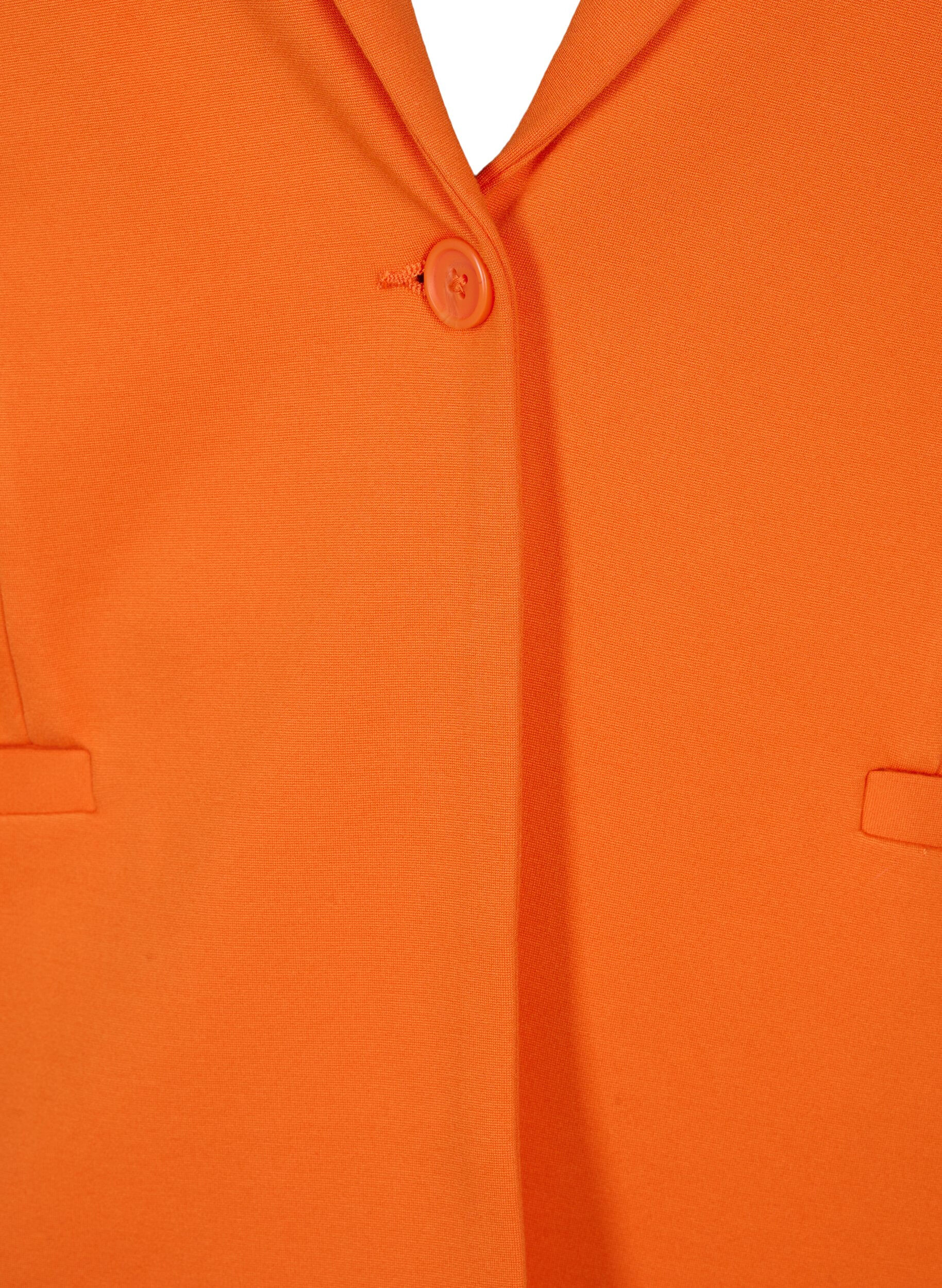 Zizzi Schlichter Blazer mit Knopf und Dekorationstaschen, Mandarin Orange, Packshot image number 2