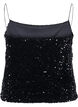 Top mit Pailletten und schmalen Trägern, Black Sequins, Packshot image number 1