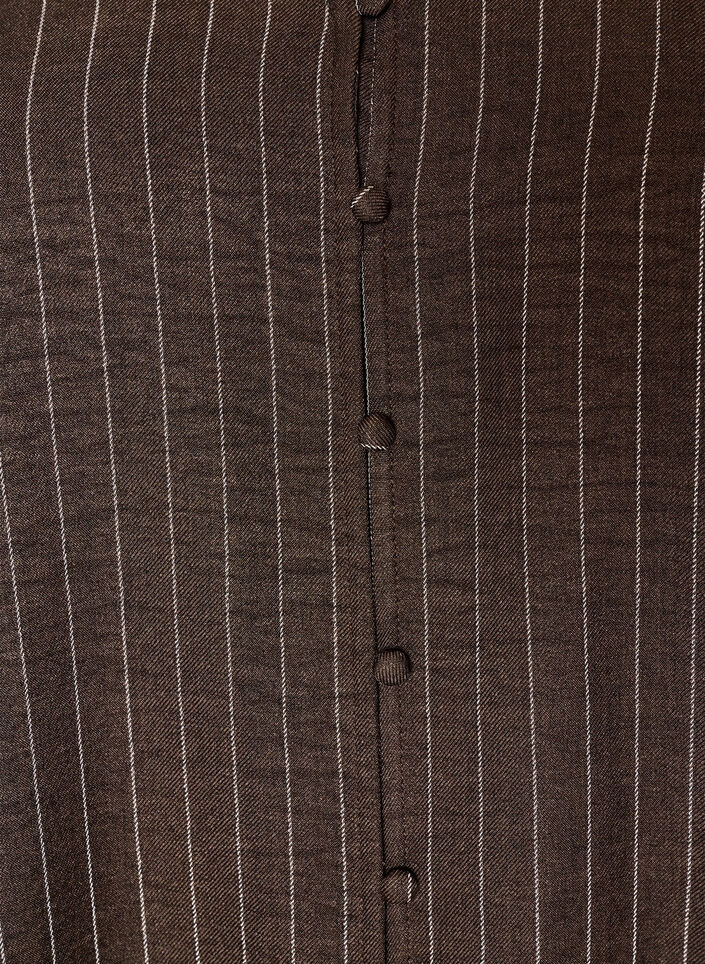 Knielanges Kleid mit Nadelstreifen und Spitzenbesatz, Braun, Packshot image number 2
