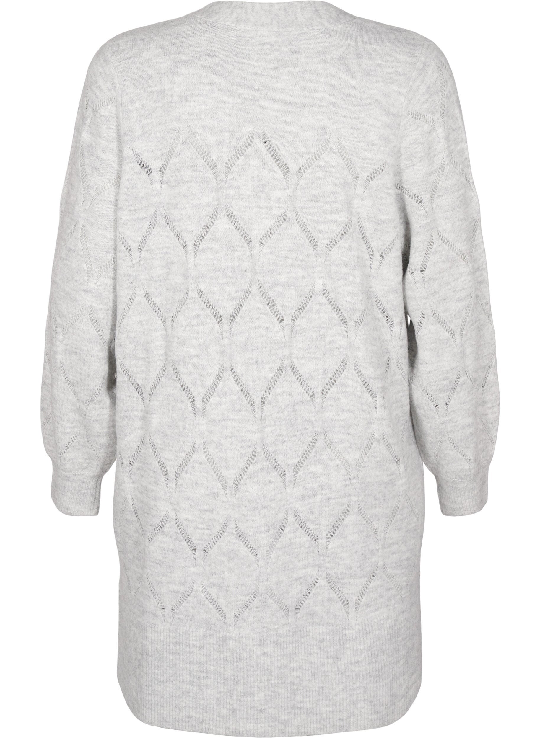 Zizzi Langarm-Strickjacke, Light Grey Melange, Packshot image number 1