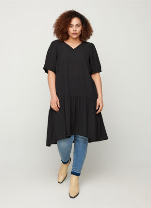 Kleid mit 2/4-Ärmeln und A-Linie, Black, Model image number 2