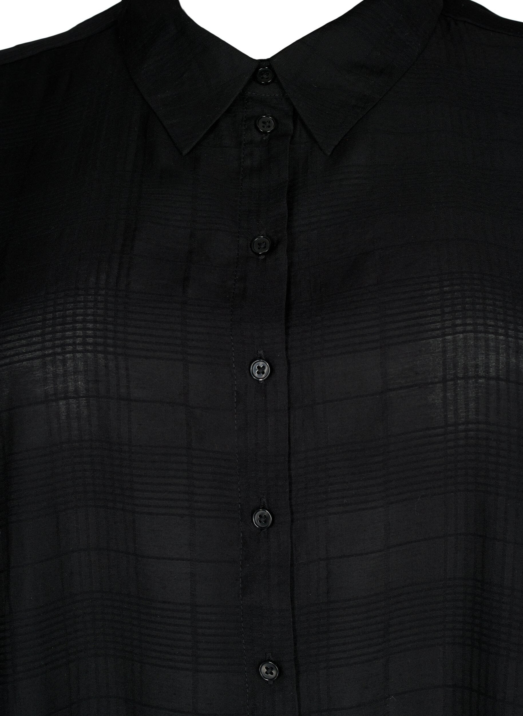 Zizzi Langes Shirt aus Viskose mit Textur, Black, Packshot image number 2