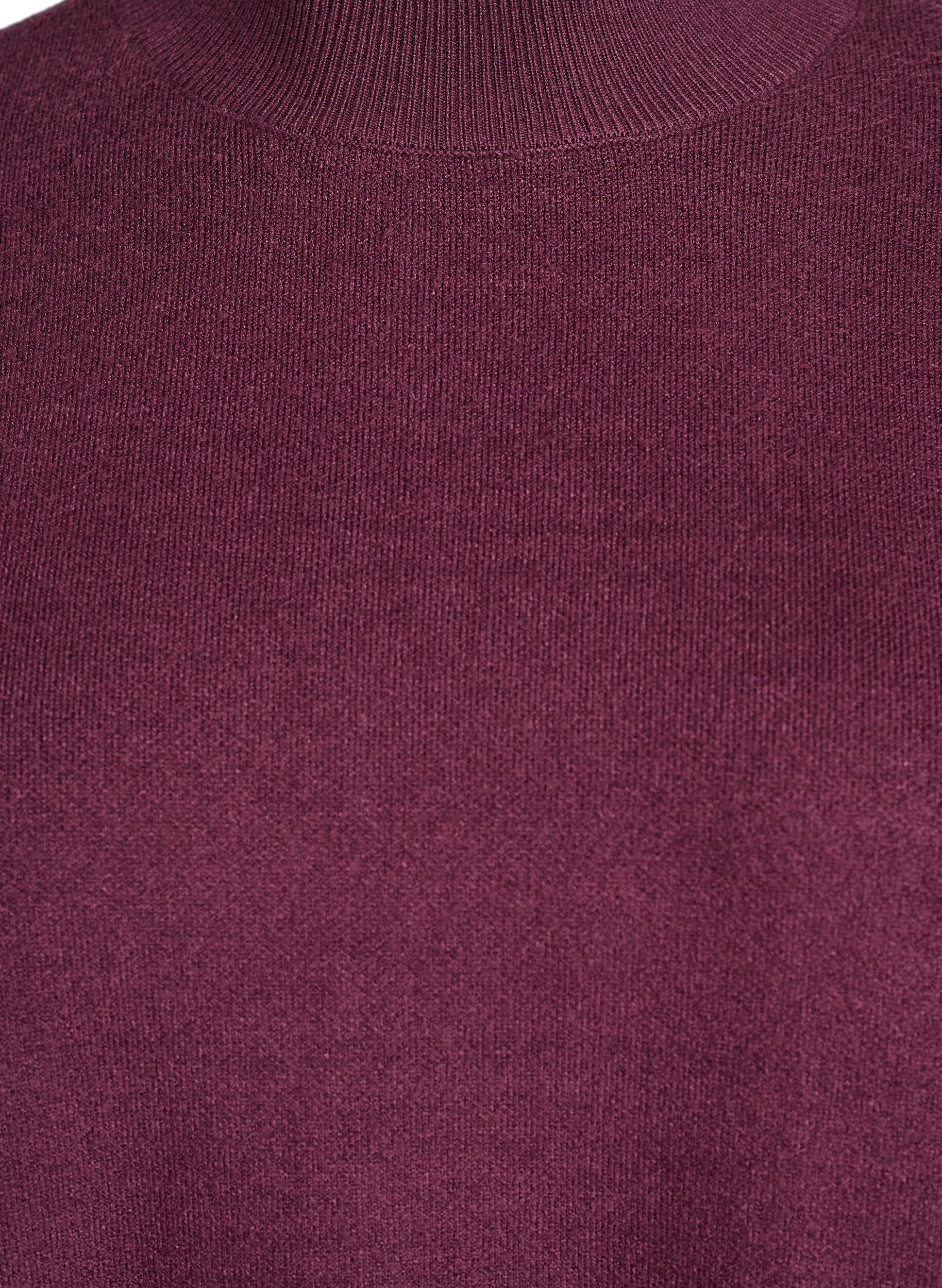 Zizzi Strickbluse mit hohem Kragen, Dunkles Bordeaux, Packshot image number 2