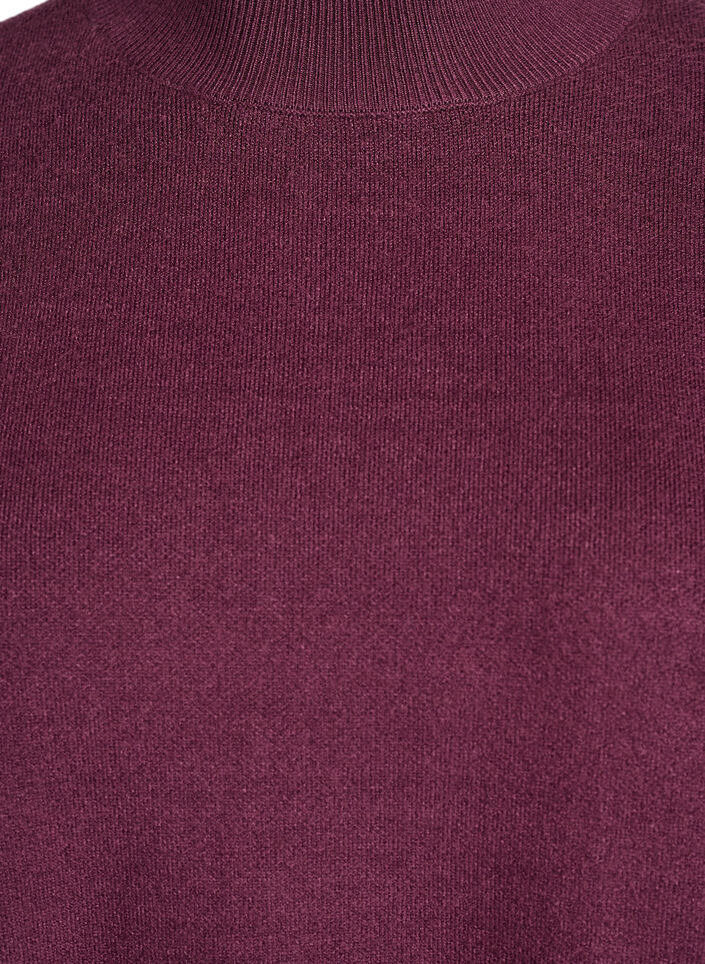 Strickbluse mit hohem Kragen, Dunkles Bordeaux, Packshot image number 2