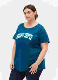 Baumwoll-T-Shirt mit Print-Detail, Blue Coral SAINT, Model