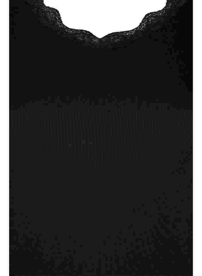 Langarm Bluse mit Spitzendetails, Black, Packshot image number 2