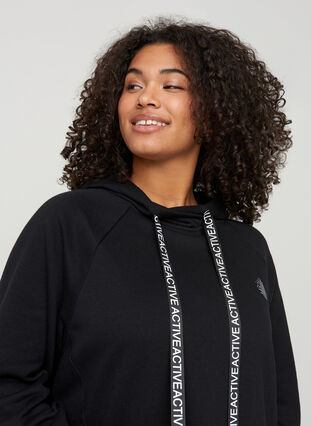 Sweatshirt mit Tasche und Kapuze, Black, Model image number 2
