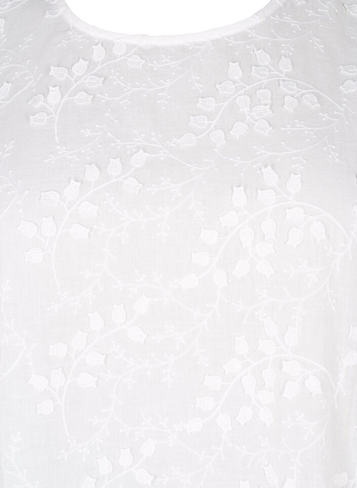 Bluse mit kurzen Ärmeln, Stickerei und Rundhalsausschnitt, Weiß, Packshot image number 2