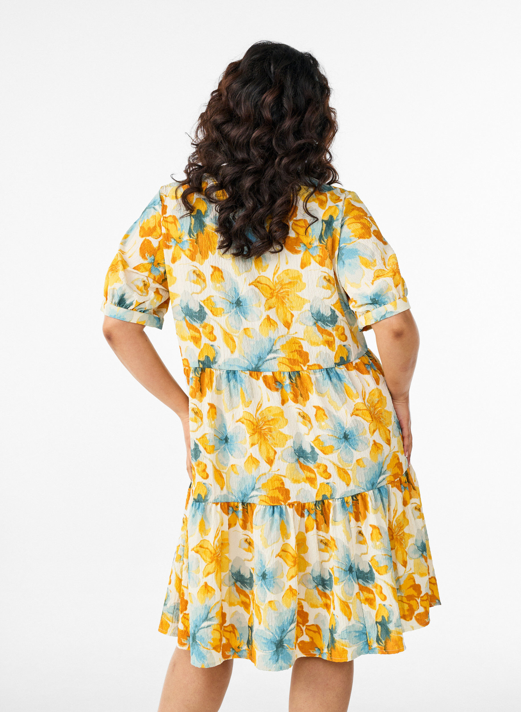 ZizziKurzes A-Linien-Kleid, Gelb, Model image number 2