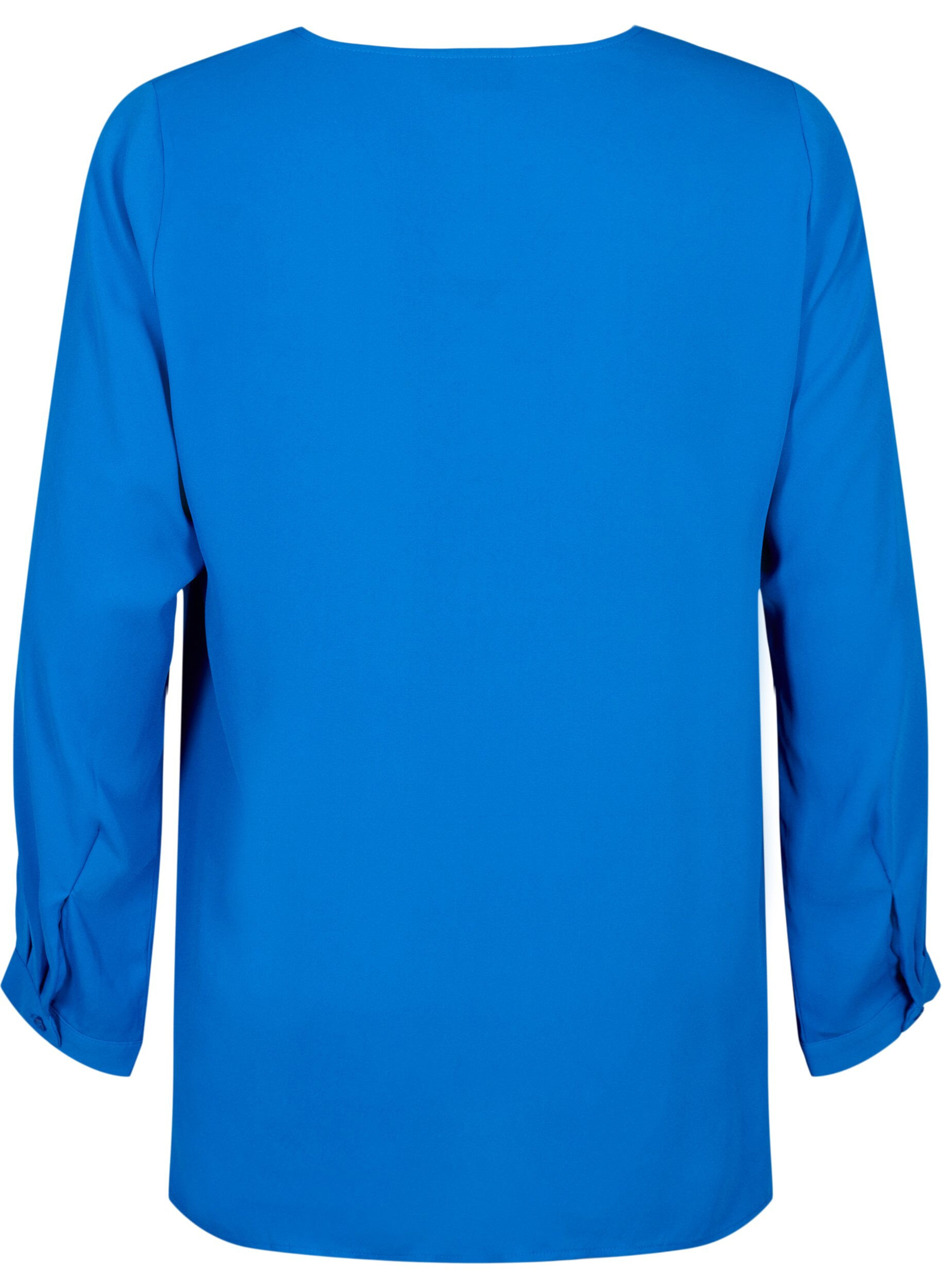 Zizzi Einfarbiges Hemd mit V-Ausschnitt, Princess Blue, Packshot image number 1