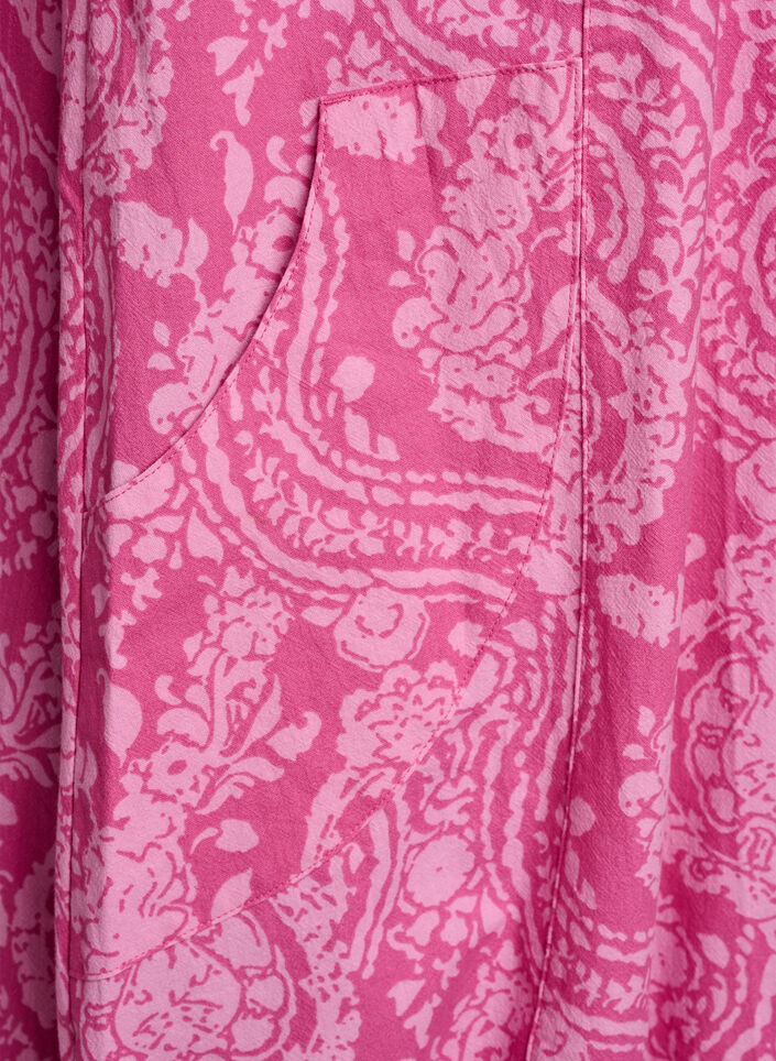 Kurz&auml;rmliges Baumwollkleid mit Aufdruck, Pink, Packshot image number 3