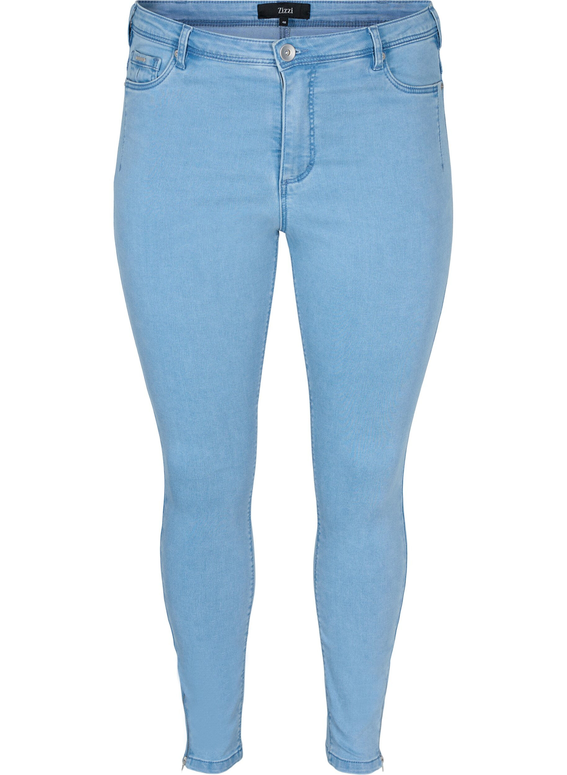 ZizziCropped Amy Jeans mit Rei&szlig;verschluss, Blau, Packshot image number 0