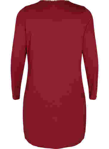 Nachthemd aus Baumwolle mit langen Ärmeln, Cabernet, Packshot image number 1