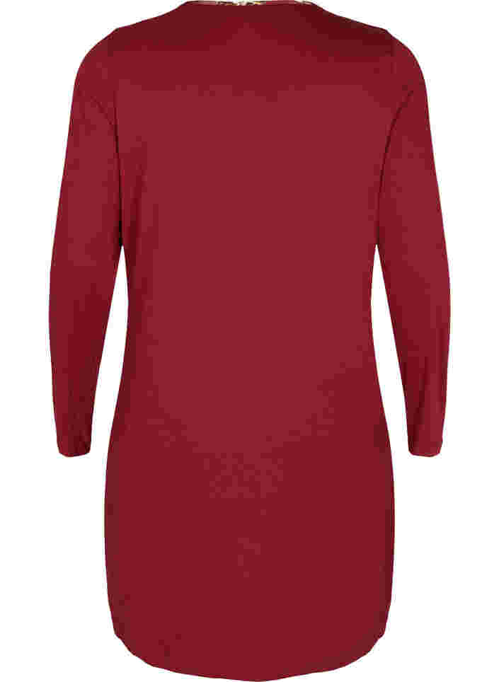 Nachthemd aus Baumwolle mit langen Ärmeln, Cabernet, Packshot image number 1
