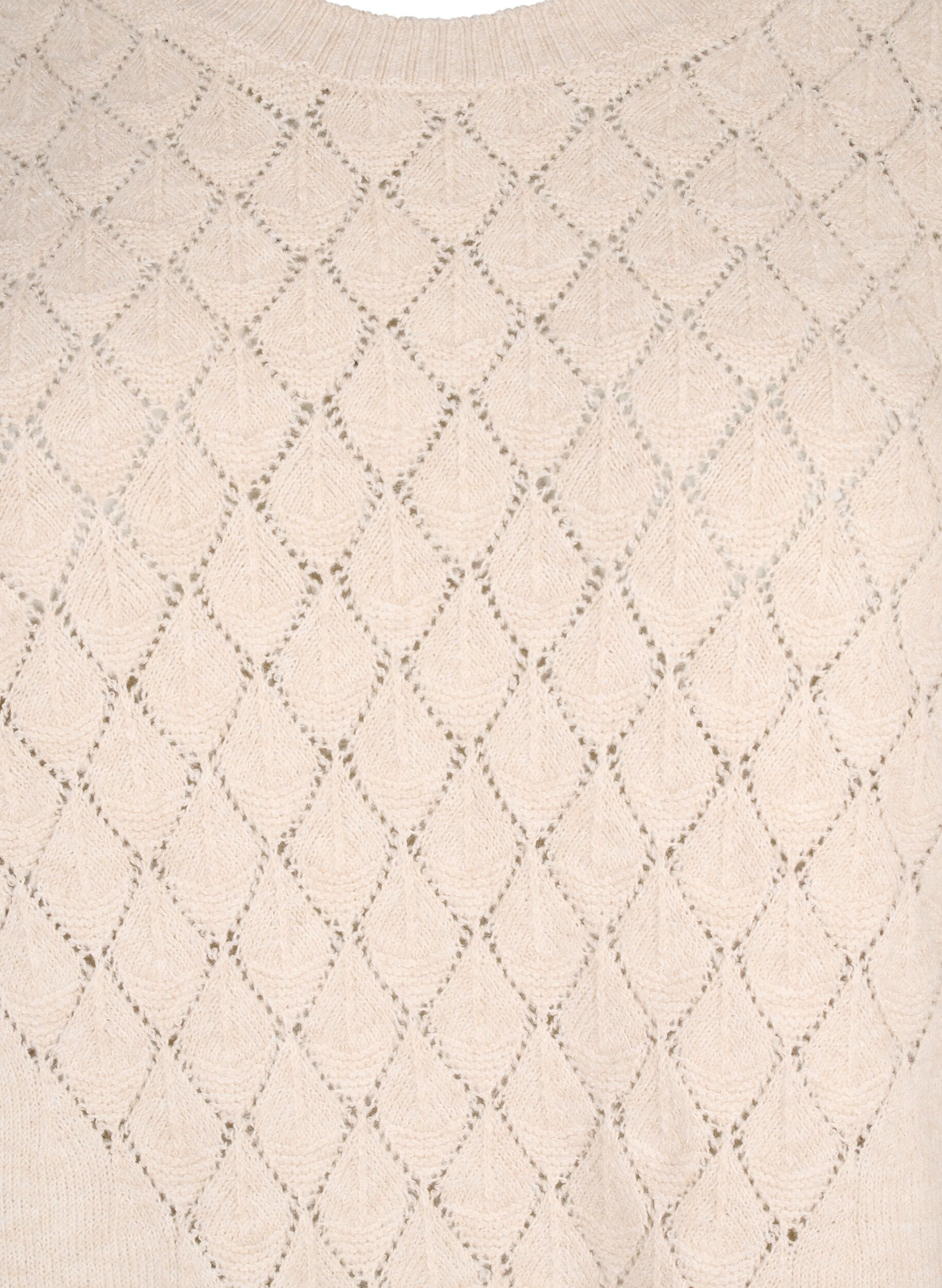 Zizzi  Strickbluse mit Spitzenmuster, Pumice Stone Mel., Packshot image number 2