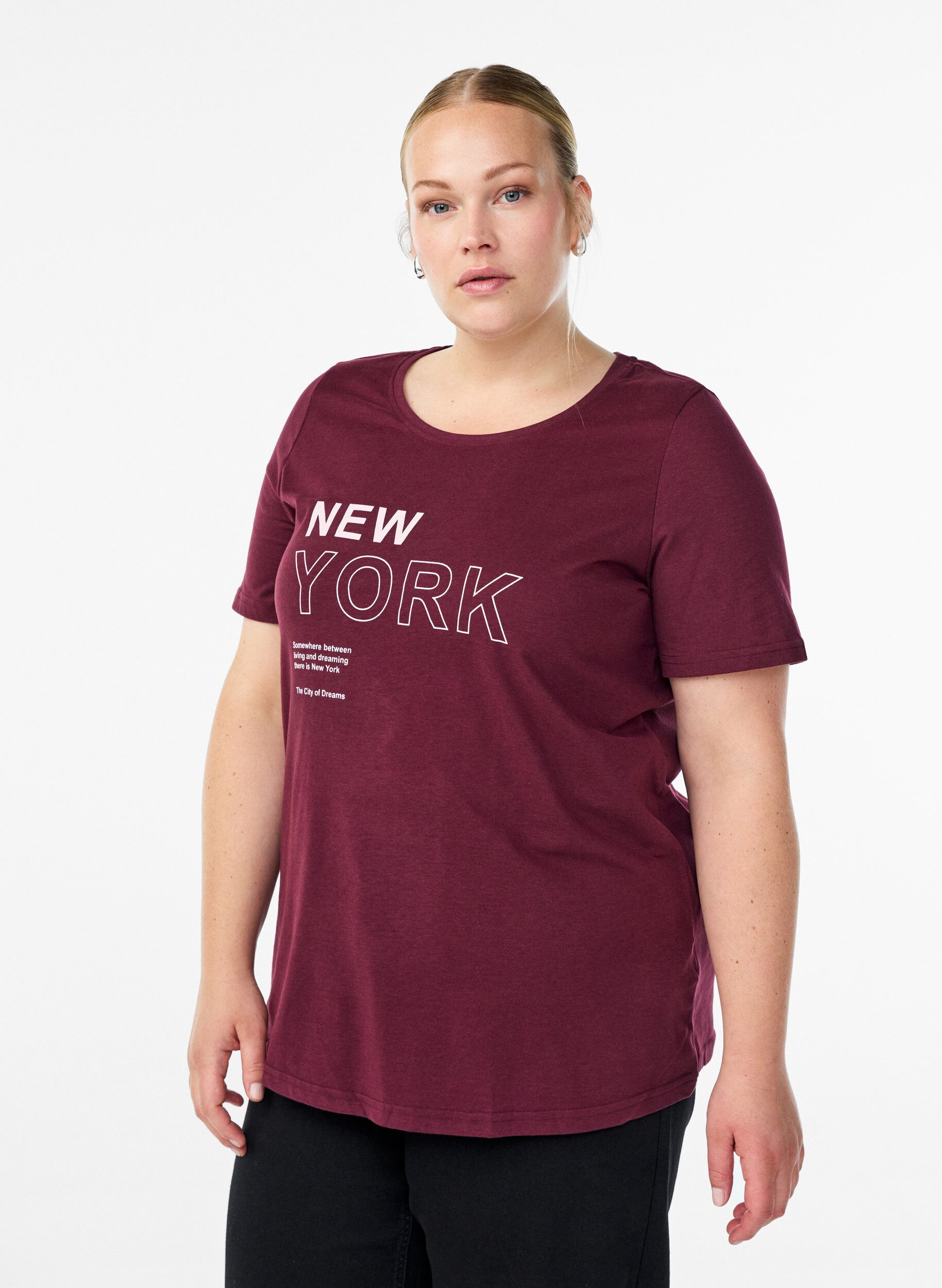 FLASH - T-Shirt mit Print, Dunkles Bordeaux, Model
