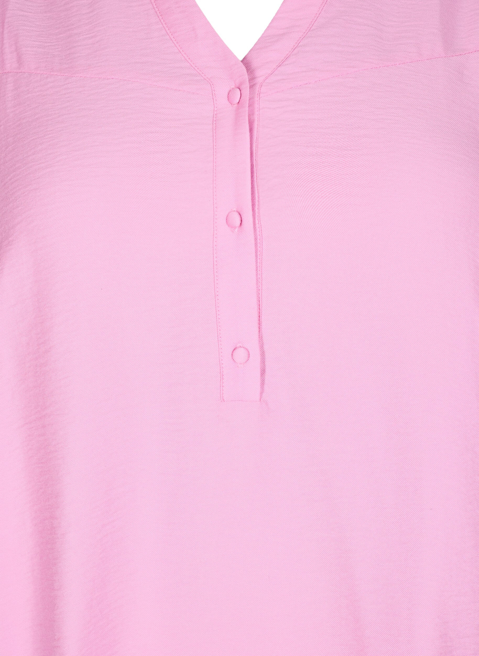 Zizzi Bluse mit R&uuml;schenkragen, Pink, Packshot image number 2