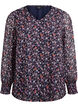Bluse mit gebl&uuml;mtem Print und Glitzerfaden, Blau, Packshot image number 0