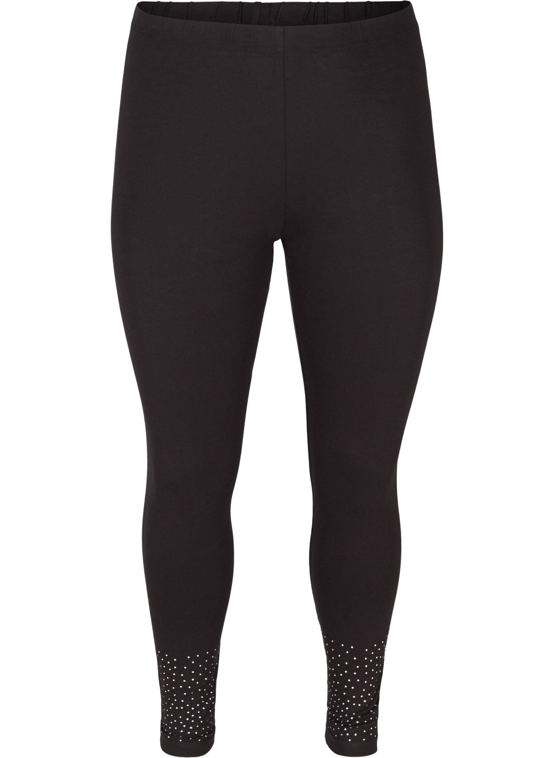 Zizzi Leggings aus Viskosemischung mit dekorativen Steinen, Black, Packshot image number 0